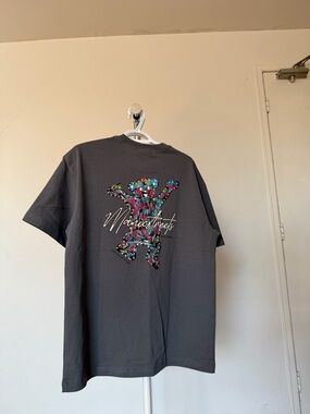 Charcoal Graphic Tee with Multicolor Jump Logo - Men’s Casual Shirt